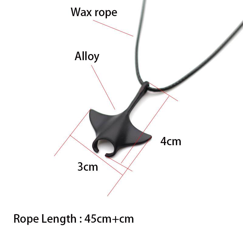 Mode vie Marine Manta Ray collier pour hommes minimaliste longue corde noire collier océan amour bijoux été plage surf Colar