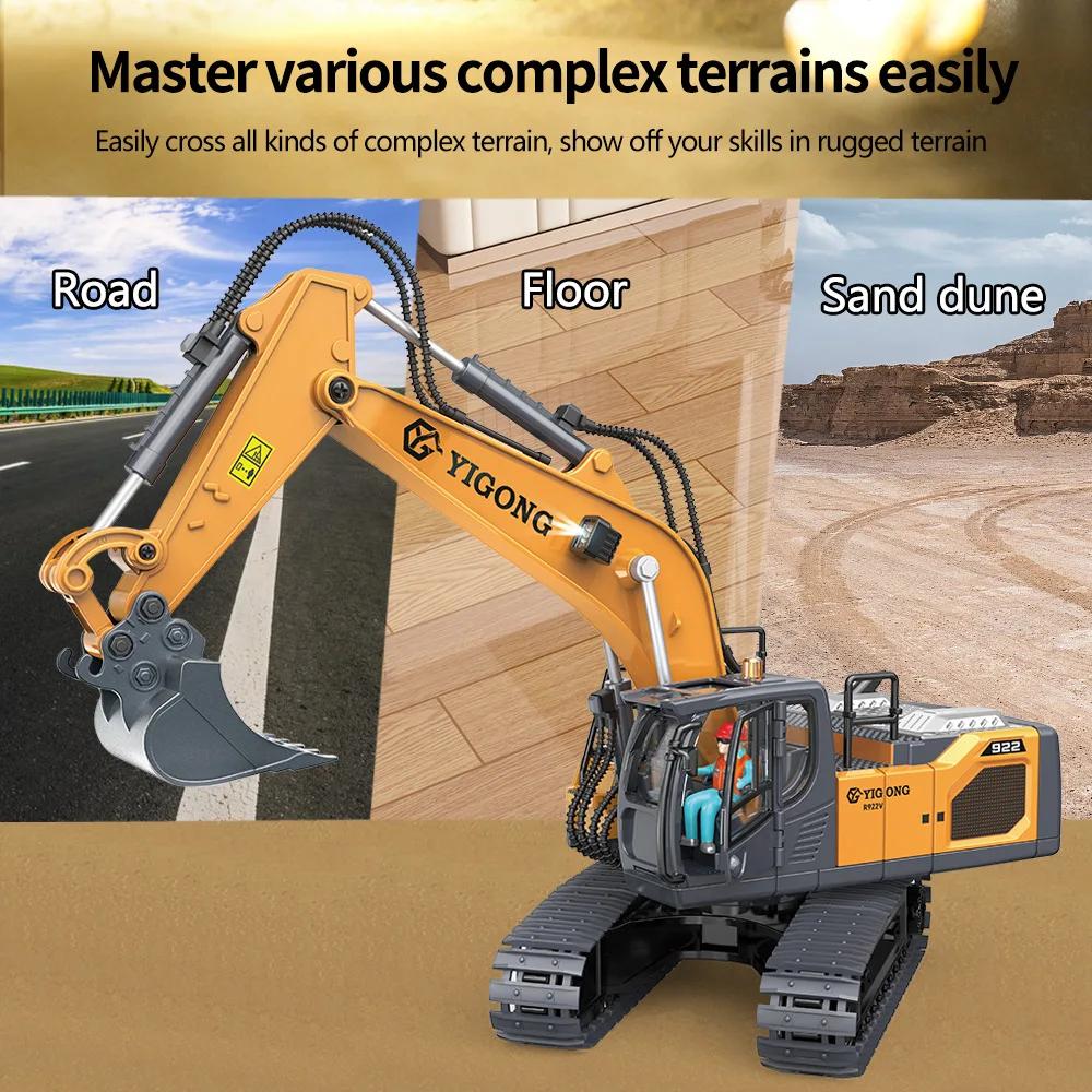 Non-Toxic 1/20 Alloy Remote Control Excavator 2.4G Upgraded Rc Car Model Unlimited Rotation Children Engineering Vehicle Toy For Kid Gift