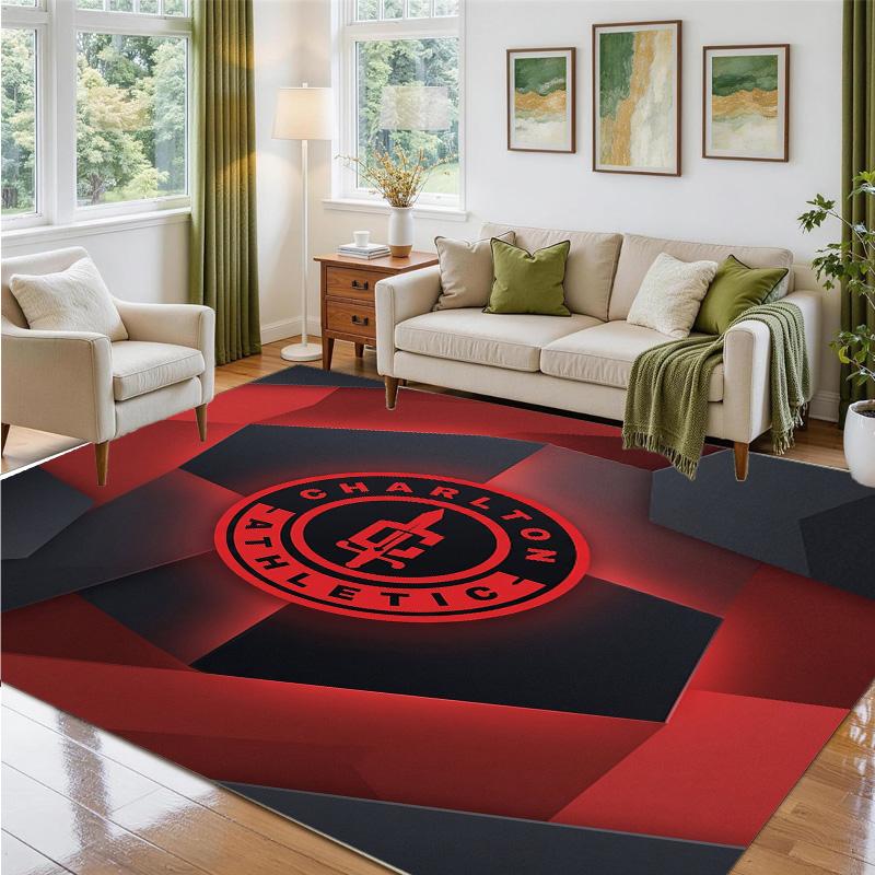 Charlton Athletic FC Design Crystal Velvet Rug Soft Decorative Mat for Bedroom Entrance