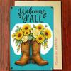 1PC 2D Flat Metal Tin Sign, Welcome Y'all Cowboy Boots Sunflower Wall Decor, Rustic Farmhouse 12x8 Inch Iron Plaque