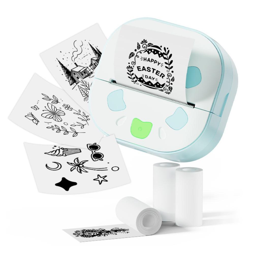 With 3 Paper Rolls Sticker Printer Inkless Printing Thermal Printers  Study Notes