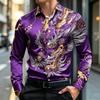 New Men's Long Sleeve Shirt Traditional Art 3D Printing Business Office Nightclub Wedding Casual Single breasted Men's Top