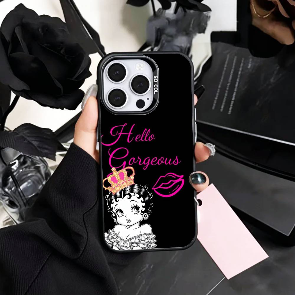 

G-Girl G-Betty-es B-BoOpS Phone Case For iPhone17,16,15,14,13,12,11 Plus,Pro Max Colored Silver Plated Inside Cover iPhone16se4