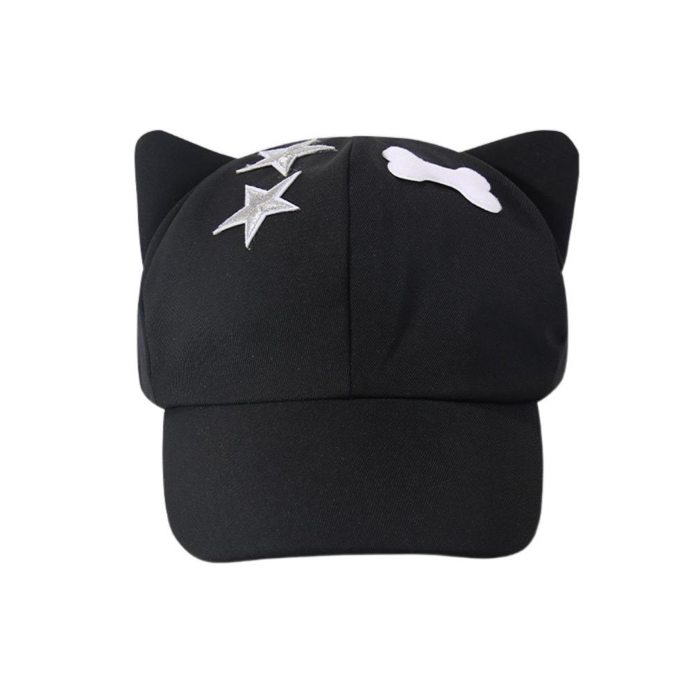 Y2k Cat Ears Baseball Cap Cute Visor Cap Fashion Star Peaked Hat  Streetwear