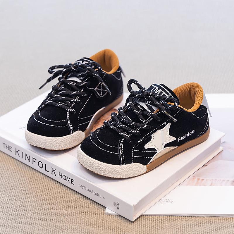 Retro Sports Shoes Autumn New Children's Board Shoes Fashion Polish Stars Small Dirty Shoes Soft Sole Boys and Girls Casual Shoes