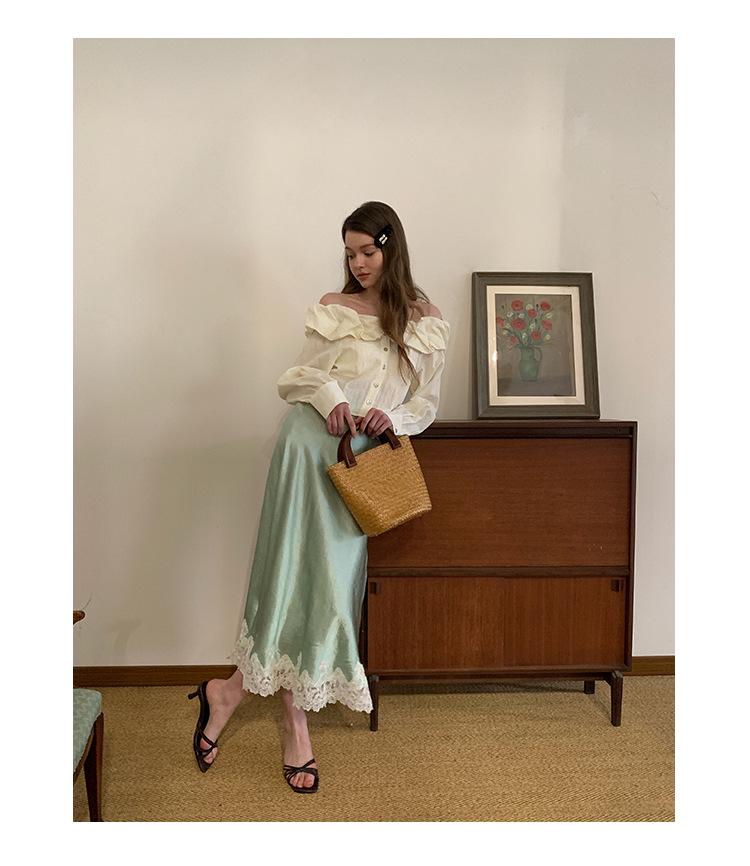 Interpret Beauty Elegant French Satin Midi Skirt for Women - Spring 2025 Collection C3582