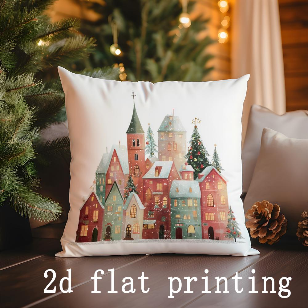 

Home Decor Christmas-themed Patterns Pillow Covers Pattern Cushion Cover Suitable for Sofa Bedroom Car Pillow Cover 40x40cm