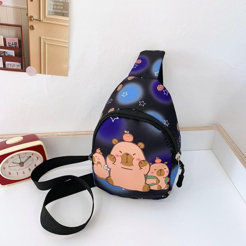 Childrens Crossbody Capybara Bag Cute Cartoon Design Lightweight Material Nylon