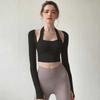 Yoga-Kleidung für Damen Brustpolster Laufen Fitness Langarm-Sporttops Elastisch Eng Schlankmachend Sommer Neue T-Shirts