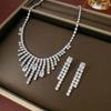 Trendy Zircon Earrings & Necklace Set: White Tassel Jewelry with Fashionable Temperament