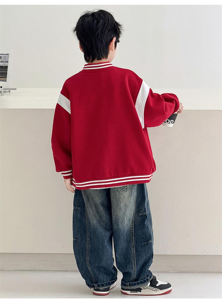 Boys' outerwear Spring and Autumn 2026 New Style Big Boys' Spring and Autumn Sportswear Children's Handsome Red Baseball Jacket