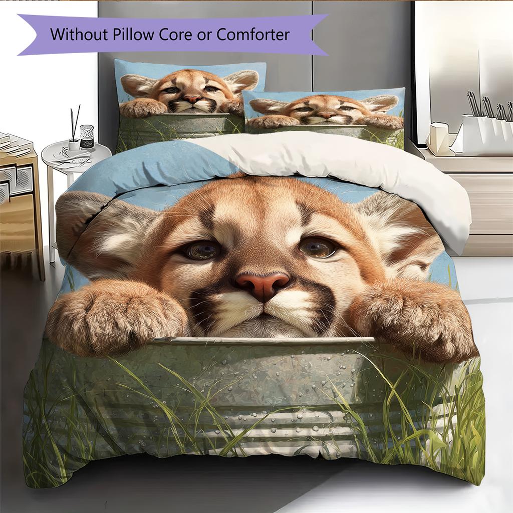 Cougar Pattern Bedding Home Decoration Birthday Gift (1 * duvet cover + 2 * pillowcase, without core)