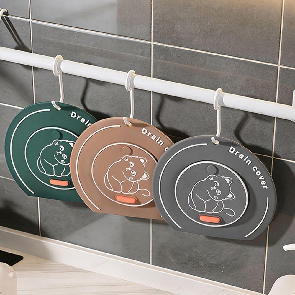Cartoon Cat Floor Drain Cover Anti Odor Sewer Filter Pad Cute Floor Drain Mat for Kitchen Toilet