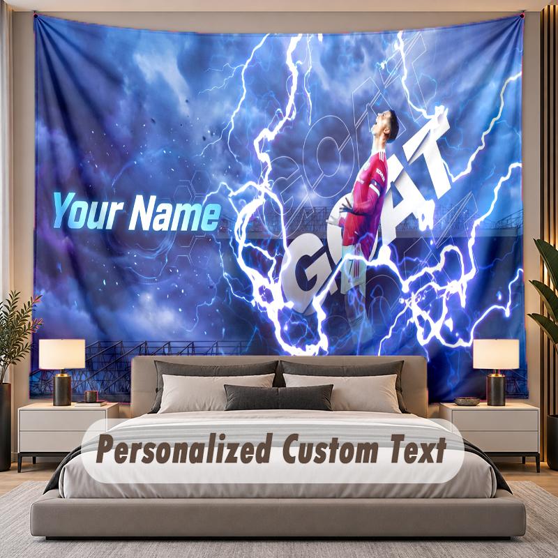 Custom Name Text Tapestry Cristiano Ronaldo Personalized Polyester Wall Tapestry For Bedroom And Room