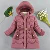 Winter Girls Coat Keep Warm Thicken Kids Jacket Hooded Zipper Fur Collar Princess Outerwear Children Clothing