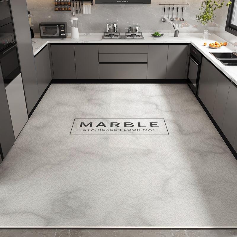 Kitchen Floor Mat Waterproof Non-slip Oil-resistant Leather Carpet PVC Large Size Imitation Marble Geometric Rug Home Decora Mat