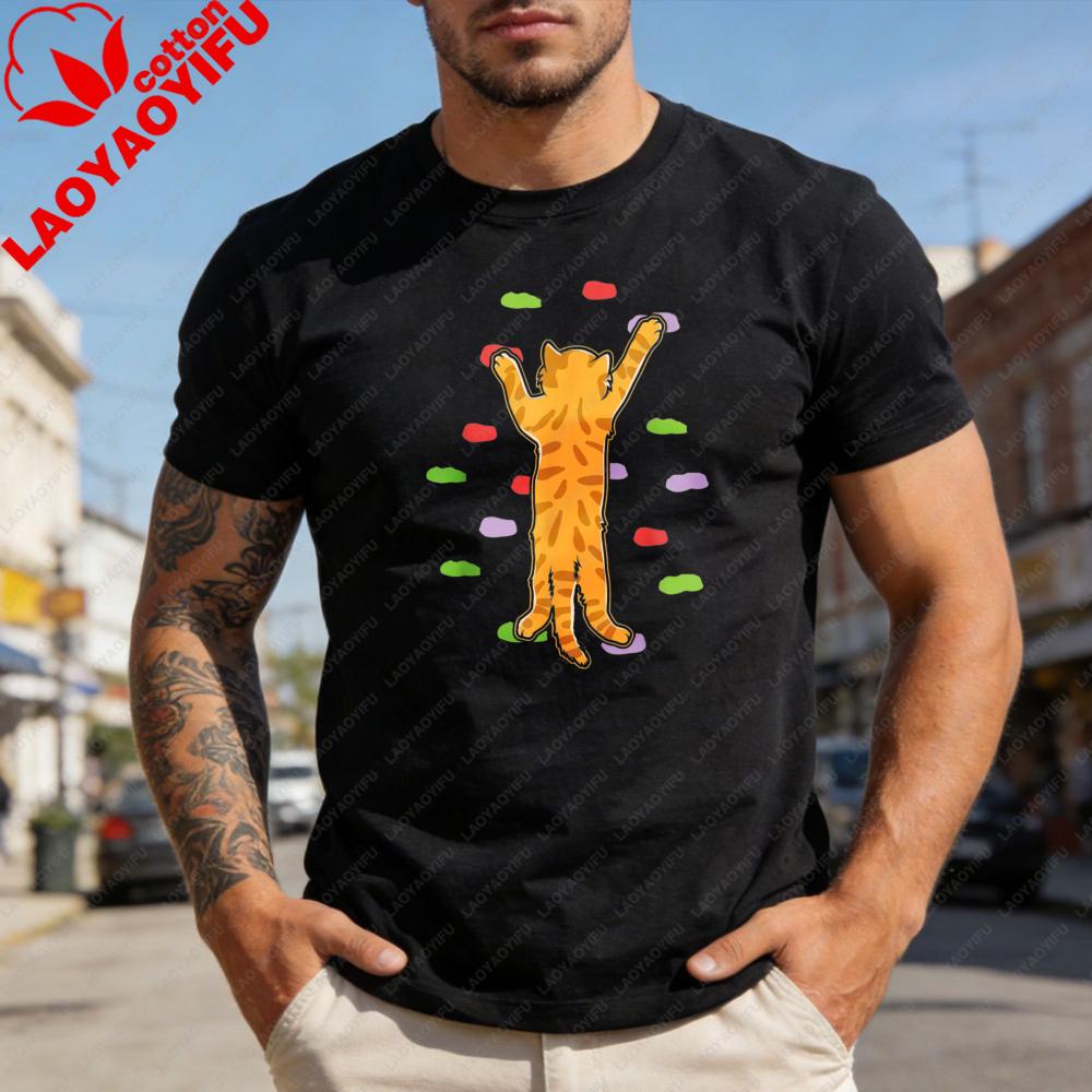 Cat Pattern Cotton Short Sleeve Top Men TShirt Summer Cat Lover Unisex Tees Streetwear Gift Idea Daily Wear Clothing