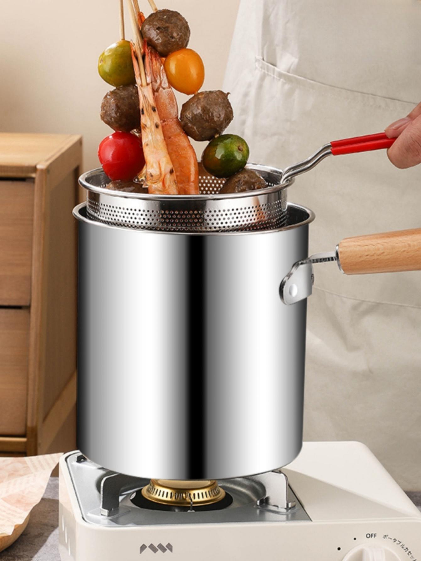 

Factory Direct Sale 304 Stainless Steel Fryer Pot Set Fried Chicken Tempura Deep Cooking Pot Fryer for Kitchen