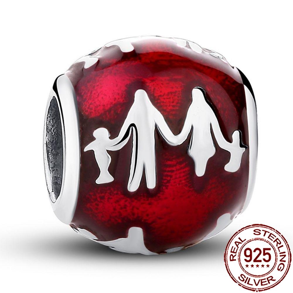 New Charms Copper Sister Daughter Mum Mother Family Love Heart Beads Fit Origina Bracelet Necklace Diy Jewelry