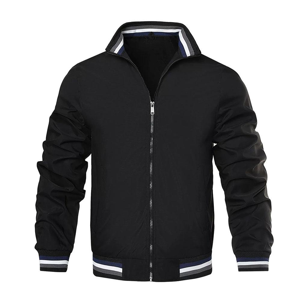Men Casual Sports Jacket Spring Autumn Solid Color Breathable Windproof Waterproof Zipper Thin Coat Stand-up Collar Jackets
