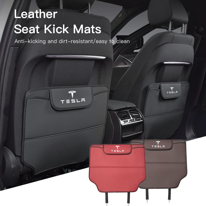 PU Leather Car Seat Backrest Child Anti-Kick Pad For Tesla Model 3 Highland 2023 Model S Model X Model Y Model Y-Eur Roadster