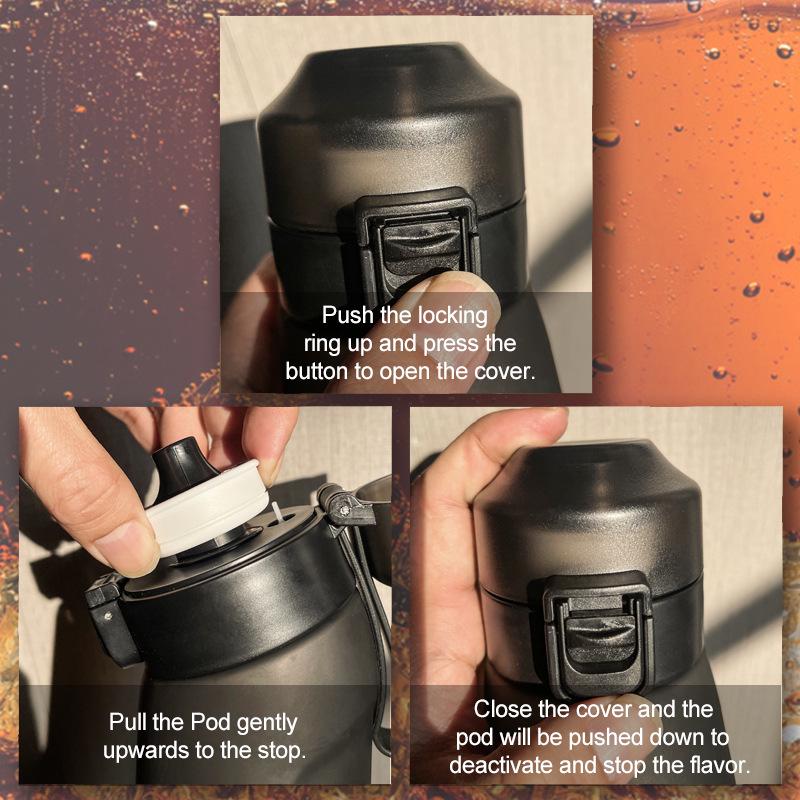 Sticlă de apă parfumată cu capsulă de aromă și inel aromatic - Cupă rezistentă la temperaturi înalte în stoc