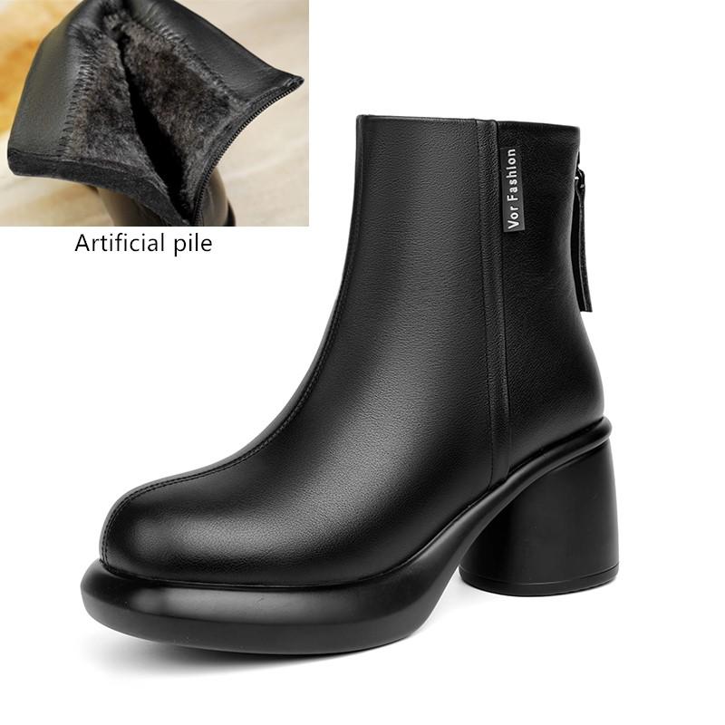 

Модные женские ботильоны AIYUQI из натуральной кожи, новая коллекция 2025, на высоком каблуке, женские ботинки для платья, ретро, из натуральной шерсти, зимние женские ботинки 40