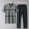 Middle Aged And Elderly Sports Suit Men's Casual Ice Silk Short Sleeved Men's Two-piece Set