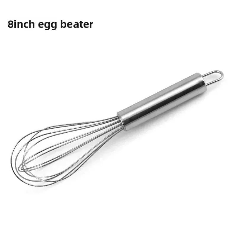 8inch Stainless Steel Egg Stirring Balloon Whisk Manual Egg Beater Mixer Kitchen Baking Utensil Cream Butter Whisk