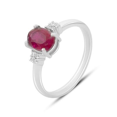 Stříbrný prsten s přírodním rubínem 1,92ct, kubická zirkonie, váha produktu 2,38 g (2165613)