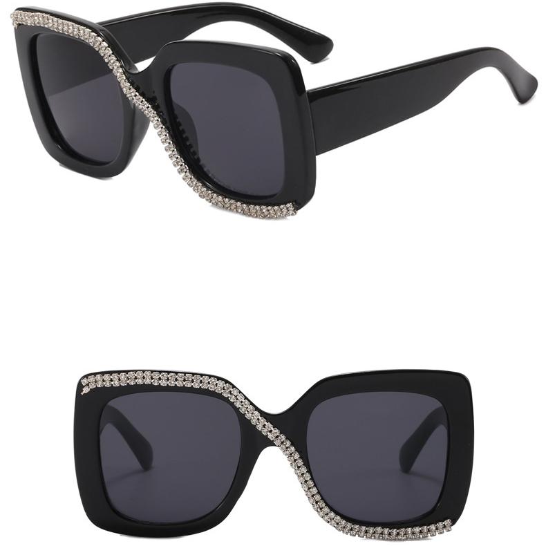 Quadratische Sonnenbrille mit Diamant-Intarsien für Damen, neue lässige Mode-Sonnenbrille, Strand, Autofahren, Outdoor-Reisefotos, vielseitige Sonnenbrille