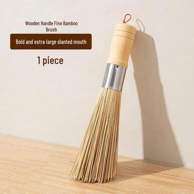 JingJingRS Traditional Bamboo Pot Brush with Wooden Handle