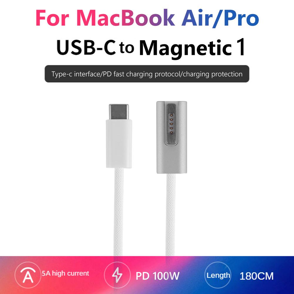 

1,8 м 5A Type C to Magsaf PD 100W кабель для быстрой зарядки для MacBook Air/Pro T-интерфейс /L-интерфейс быстрая зарядная линия 1.8M