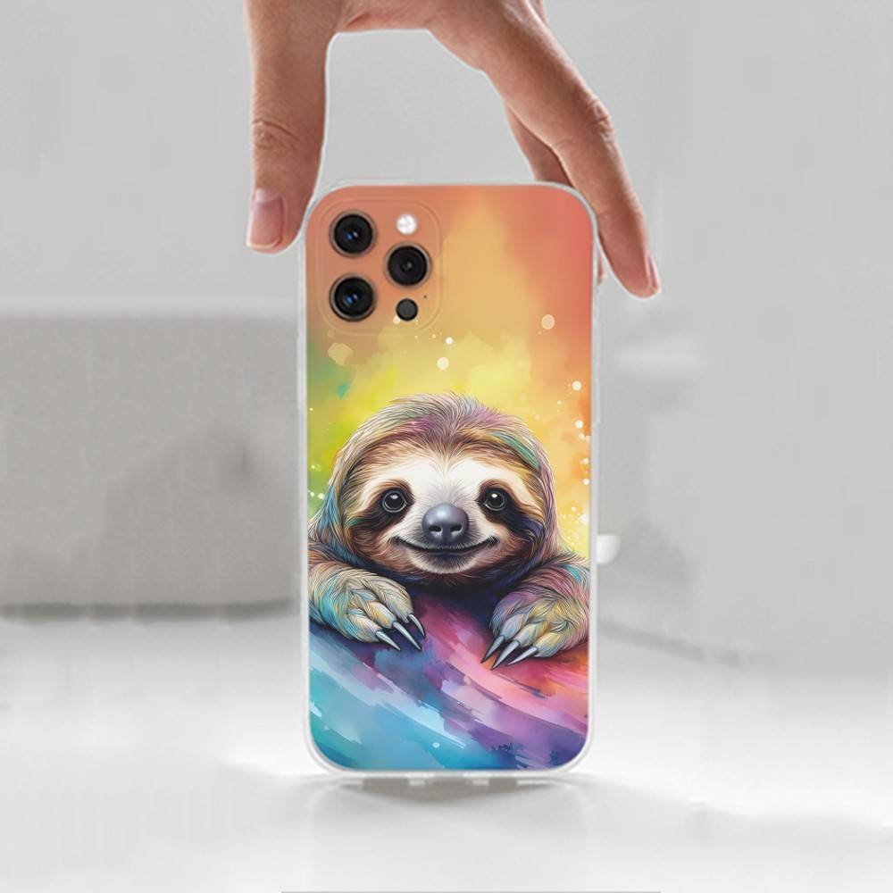 

Cute Animal Sloth Case For iPhone 16,15,14,17,13,12,11 Plus,Pro,Max,XR,XS,X,7,8 Plus,SE,Mini,Transparent,Silicone Case iPhone11