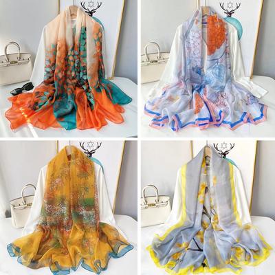 Luxury Silk Scarf Hijab Women Soft Warm Pashmina Neck Beach Stoles  Head Scarves Echarpe Shawl Large Wrap Echarpe Bandana