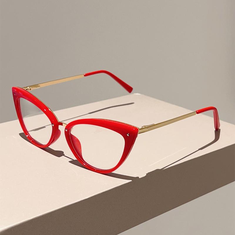 KAMMPT Vintage Cat Eye Glasses Women Stylish Candy Color Rim Blue Light Blocking Optical Frames Trendy Brand Design Eyeglasses