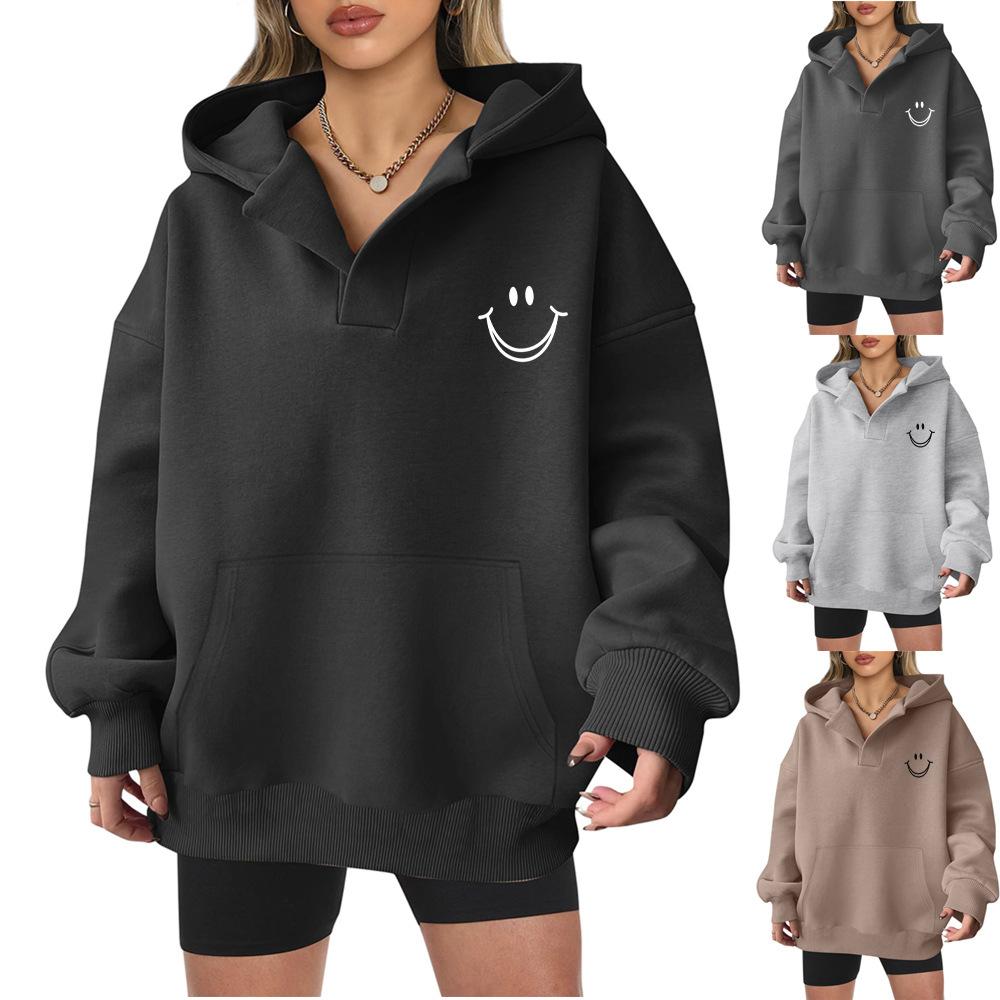 2025 реальное фото европейский и американский новый свитер с капюшоном осень и зима женский свободный топ модная универсальная куртка S 2668₽