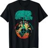 Camiseta Regalo DA De La Tierra Signo Paz Rbol Del Amor Personas Mundial Vintage Washed Versatile Stretched Slightly Soft