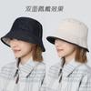 Double-sided Can Wear New Cowboy Hat Bucket Hat Autumn and Winter Women's Outdoor Sunscreen Hat Big Head Circumference Sunshade Basin Hat