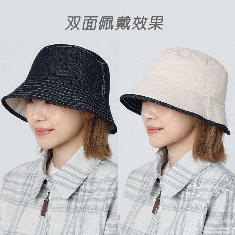 Double-sided Can Wear New Cowboy Hat Bucket Hat Autumn and Winter Women's Outdoor Sunscreen Hat Big Head Circumference Sunshade Basin Hat