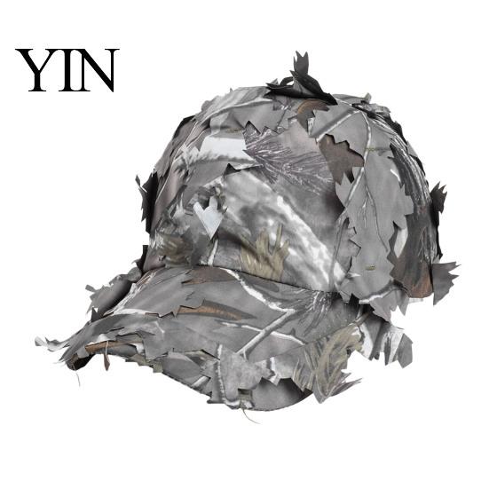 Outdoor Adventure Sun Protection 3D Leafy Camouflage Cap, Tactical Hunting Hat, Adjustable Jungle Breathable Hat Camo Cap for Men, Turkey Hunting,