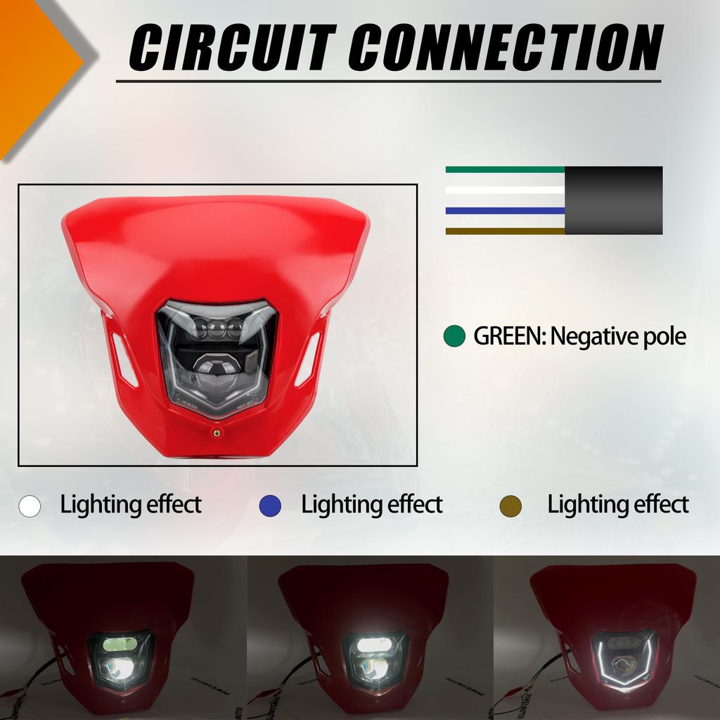 For KTM Enduro Motorcycle LED Headlight High Low Beam Lights Mask 125 150 200 250 300 350 450 500 Dirt Bike Motocross Headlamp