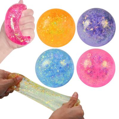 1/4 Stück Glitzer Stressabbau Ball Spielzeug Transparent Mehrfarbig Knetbare Zuckerball Tragbar Reise Zuhause Büro Angstlösend Fidget Ball