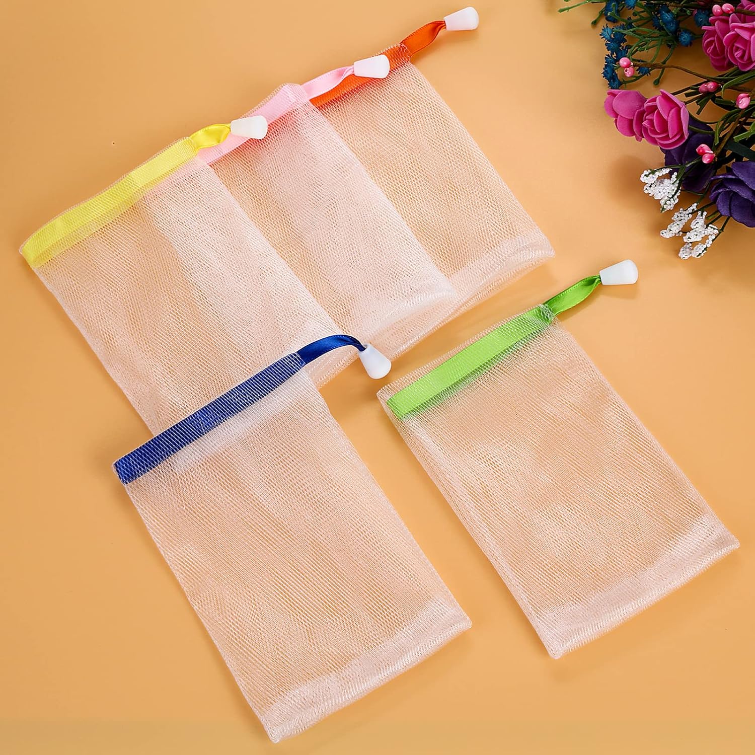 Handmade Soap Mesh Bags 20 Pack Facial Double Layer Bubble Net Ancient Shampoo Small Pouch Face Cleansing Exfoliating Foaming Nets with Drawstring
