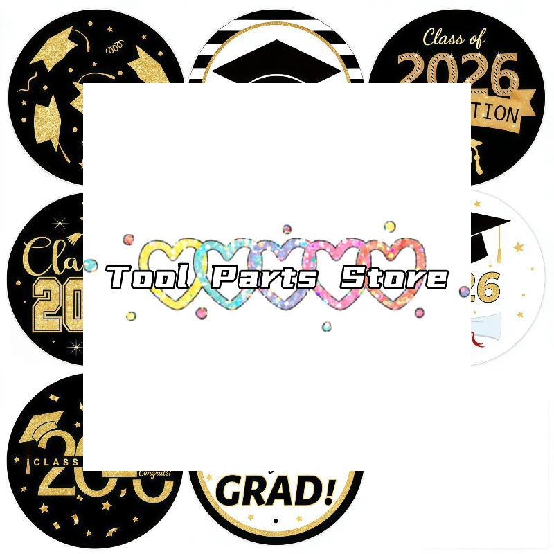 500pcs/set 2026 Graduation Stickers Gold Foil Round Adhesive Labels Sticker Graduation Party Gift 500pcsset