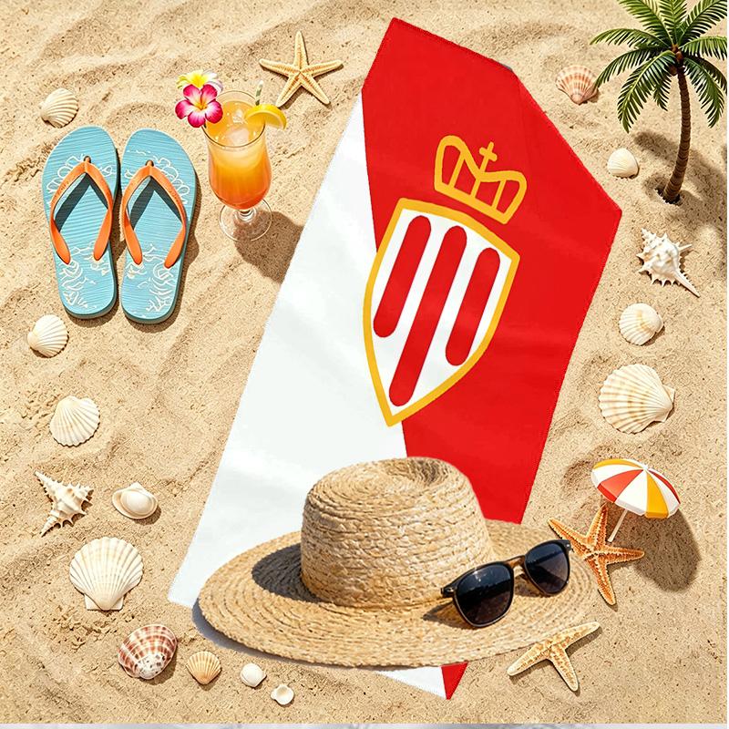 AS Monaco Print Beach Towel, Versatile Lightweight Absorbent Beach Towel for Pool Surf Yoga Bathroom, Perfect Birthday Holiday Gift