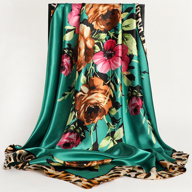 90X90CM Square Women Scarves Silk Office Ladies Hair Neck Bandanna Headband Foulard Headcloth Muslim Headscarf Female Muffler