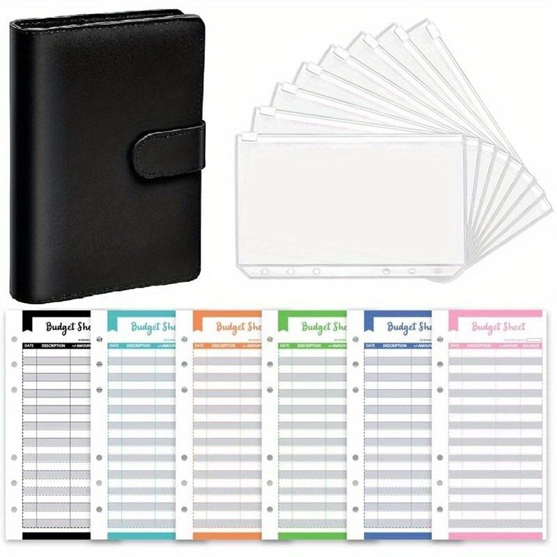 1ks A6 Pu kožený pořadač na notebooky Plánovač rozpočtu Organizér peněžního rozpočtu obálkový systém s 12 ks výdajových rozpočtových listů