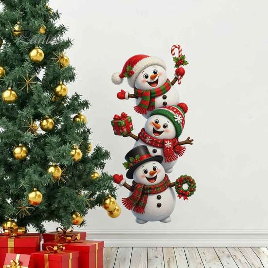 Seizoensgebonden Muurschilderingen 3D Kerststickers, Zelf?Zelfklevende PVC Decals, Rendier Kerstman Feestelijke Huisdecoratie Peperkoek Sneeuwpop Kerst Decor