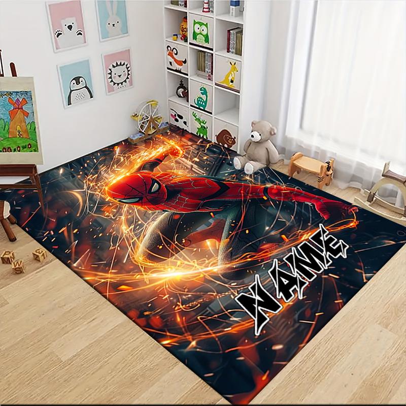 Custom Name Spider-Man Comic Artwork Carpet Rug Customizable Soft Washable Anti-Slip Home Living Room Sofa Mats Personalized Rug. 09097